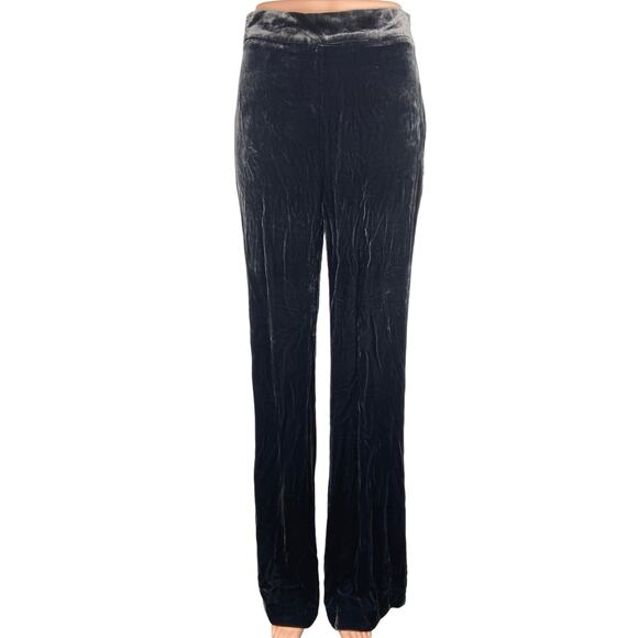 Zara Woman NWT Gray Velour Velvet High Rise Flared Stretch Ankle Pants XS - Picture 1 of 6